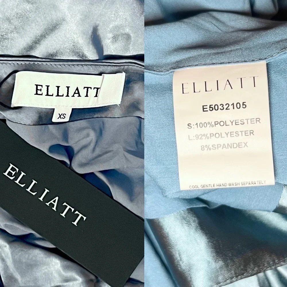 NWT ELLIATT 90s Ruched Satin Sleeveless 1 Shoulder Tulip Wrap Hem Midi Dress‎ XS
